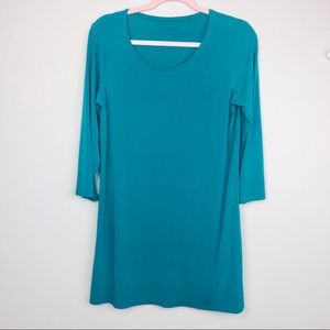 Susan Graver size small midi dress aqua blue